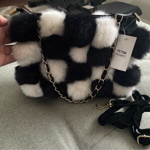 Chic Black and White Fur Bag